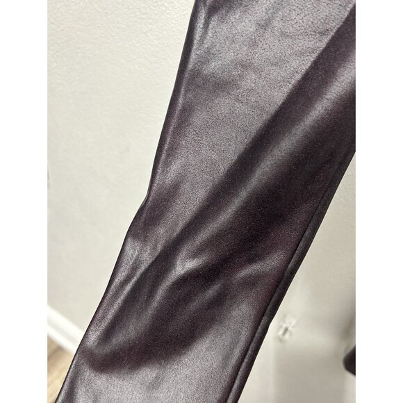 SPANX Faux Leather Leggings Small BURGUNDY shiny Holiday Dressy City Chic EUC - Picture 9 of 12